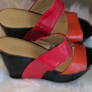 Nine West , Pink and red wedges
